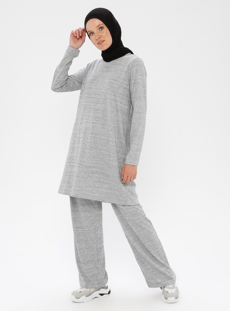 Peker Gri Tunik&amp;Pantolon İkili Takım