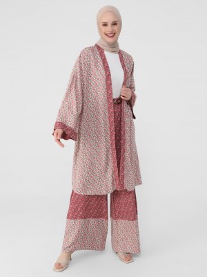Derin Pembe Çıtır Çiçek Desenli Viskon Kap/Kimono Derin Pembe Çıtır Çiçek Desenli Viskon Kap/Kimono