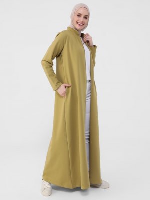 Yağ Yeşili Fermuarlı Kap