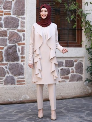 Bej Melis İkili Abiye Takım Bej Melis İkili Abiye Takım