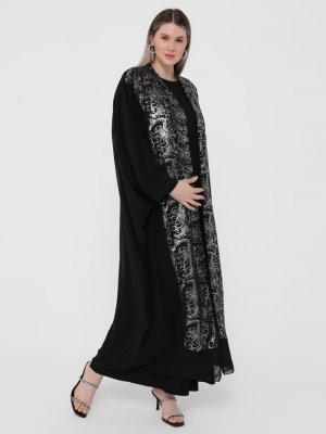 Siyah Büyük Beden Elbise&Ferace İkili Takım