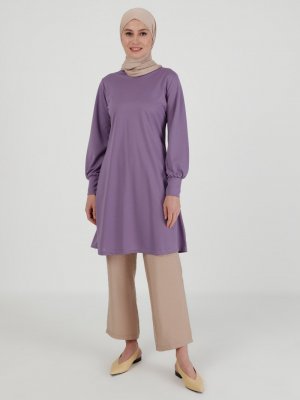 Lila Kolu Detaylı Tunik Lila Kolu Detaylı Tunik