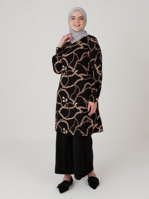 Siyah Zincir Desenli Tunik Siyah Zincir Desenli Tunik