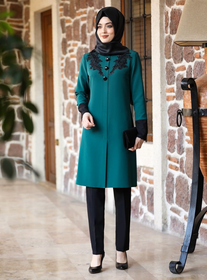 NURZADE MODA Zümrüt Zümra Tunik&amp;Pantolon İkili Abiye Takım