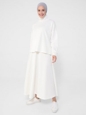 Off White Scuba Bluz&Etek İkili Takım