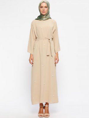 Bej İncili Elbise Bej İncili Elbise