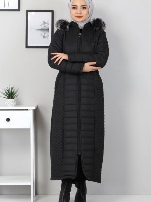 Siyah Tam Boy Kapitone Mont Siyah Tam Boy Kapitone Mont