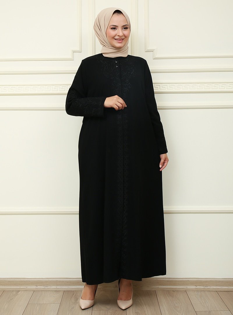 Moda Dua Siyah İşlemeli Ferace