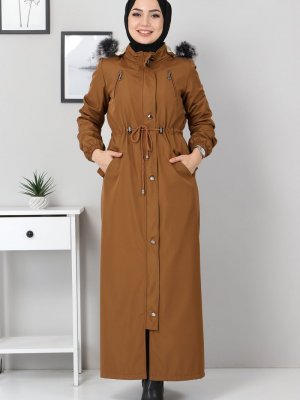 Beli Bağcıklı Kapaklı Mont Taba