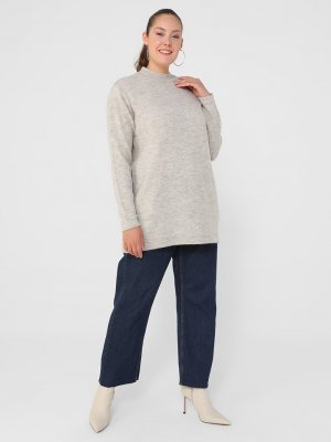 Taş Büyük Beden Balıkçı Yaka Triko Tunik Taş Büyük Beden Balıkçı Yaka Triko Tunik