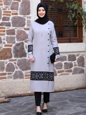 Gri Deniz Tunik&Pantolon İkili Abiye Takım Gri Deniz Tunik&Pantolon İkili Abiye Takım