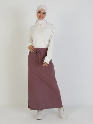 Koyu Lila Cepli Spor Etek