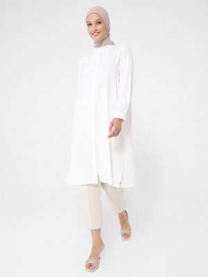 Off White Nervür Detaylı Aerobin Uzun Tunik