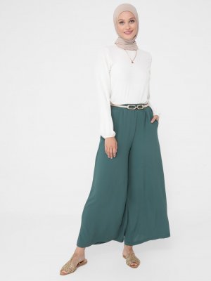 Koyu Zümrüt Beli Lastikli Aerobin Pantolon Etek Koyu Zümrüt Beli Lastikli Aerobin Pantolon Etek