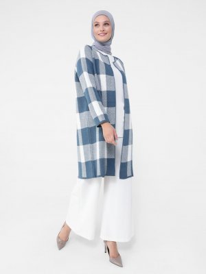 Açık Petrol Ekru Triko Hırka