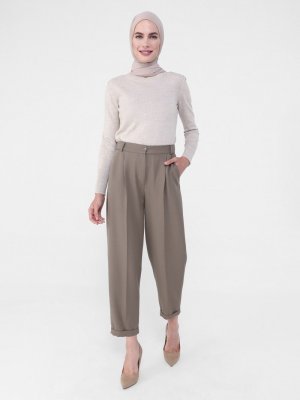 Koyu Vizon Duble Paça Klasik Pantolon Koyu Vizon Duble Paça Klasik Pantolon
