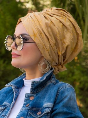 Gold Desenli Hazır Türban