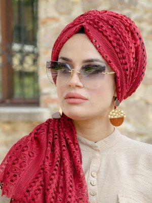 Bordo Dantel Tokalı Bone