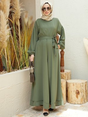 Haki Beli Kuşak Detaylı Tulum Haki Beli Kuşak Detaylı Tulum