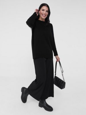 Siyah Büyük Beden Kol Uçları Taş Düğme Detaylı Triko Tunik Siyah Büyük Beden Kol Uçları Taş Düğme Detaylı Triko Tunik