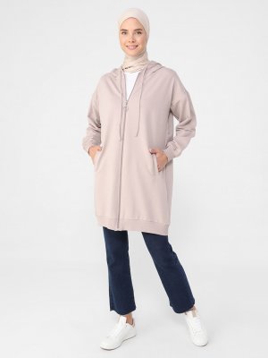 Derin Pembe Fermuarlı Spor Kap