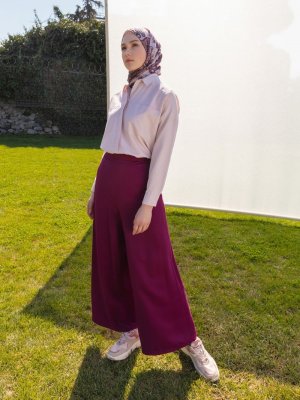 Mürdüm Bol Paça Pantolon