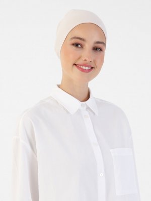 Açık Bej Pamuk Geniş Ebatlı Bone