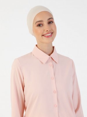 Bej Nefes Alan Kumaş Geniş Ebatlı Bağcıklı Bone