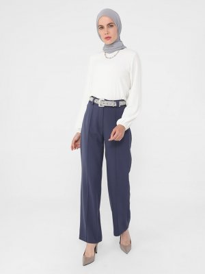 Lacivert Nervür Dikişli Klasik Kumaş Pantolon Lacivert Nervür Dikişli Klasik Kumaş Pantolon