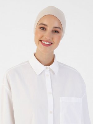 Açık Vizon Pamuk Geniş Ebatlı Bone