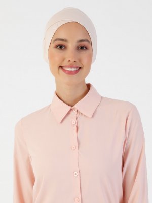 Açık Bej Penye Geniş Ebatlı Çapraz Geçme Bone