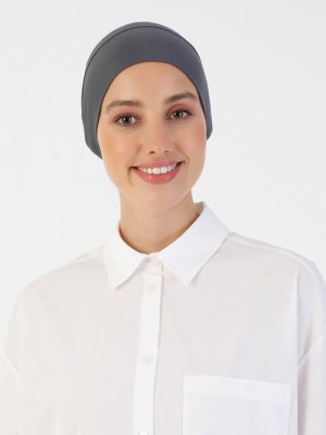 Koyu Gri Penye Geniş Ebatlı Geçme Bone