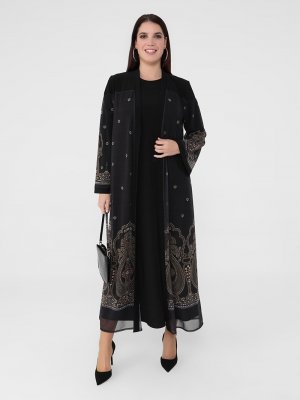 Siyah Büyük Beden Kap & Elbise İkili Takım