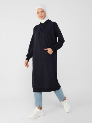 Lacivert Kanguru Cepli Kapüşonlu Sweatshirt Lacivert Kanguru Cepli Kapüşonlu Sweatshirt