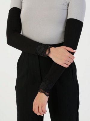 Siyah Dantelli Penye Kolluk Siyah Dantelli Penye Kolluk