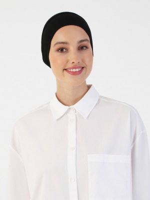 Siyah Penye Geniş Ebatlı Geçme Bone