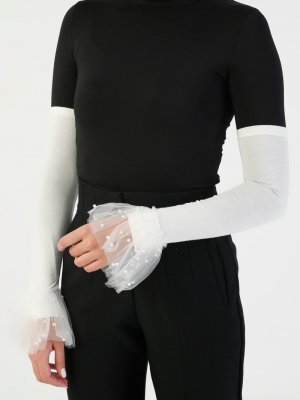 Ekru İnci Tüllü Penye Kolluk Ekru İnci Tüllü Penye Kolluk