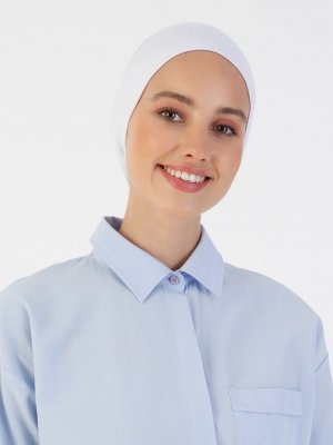 Beyaz Penye Geniş Ebatlı Geçme Bone