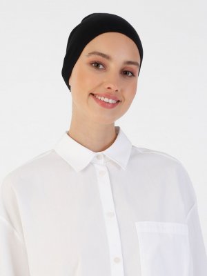 Siyah Pamuk Geniş Ebatlı Bone