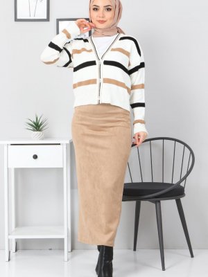 Camel Süet Kalem Etek