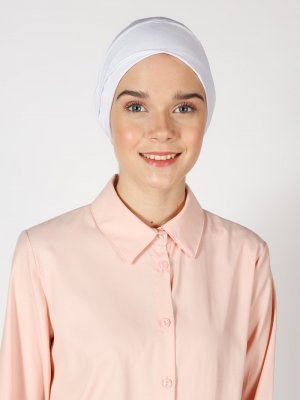 Beyaz Penye Geniş Ebatlı Çapraz Geçme Bone