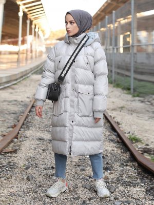 Gri Kapüşonlu Mont Gri Kapüşonlu Mont