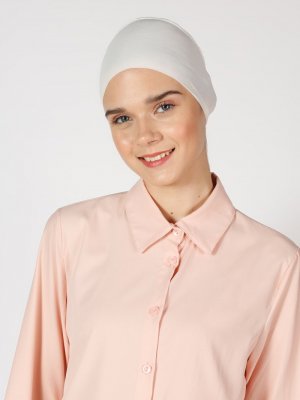 Krem Nefes Alan Kumaş Geniş Ebatlı Bağcıklı Bone