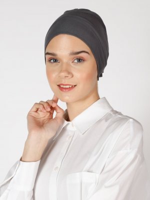 Koyu Gri Pamuk Geniş Ebatlı Bone