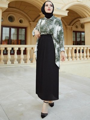 Siyah Beli Lastikli Piliseli Etek Siyah Beli Lastikli Piliseli Etek