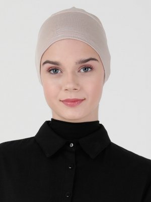 Açık Vizon Dikişsiz Bone