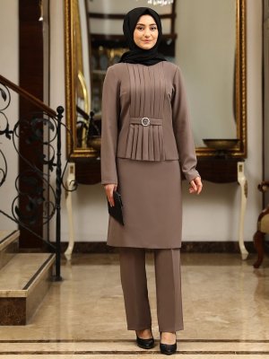Vizon Asil Tunik & Pantolon İkili Abiye Takım Vizon Asil Tunik & Pantolon İkili Abiye Takım
