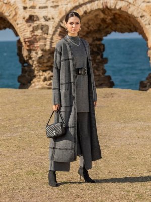 Antrasit Melanj Tunik & Pantolon İkili Triko Takım