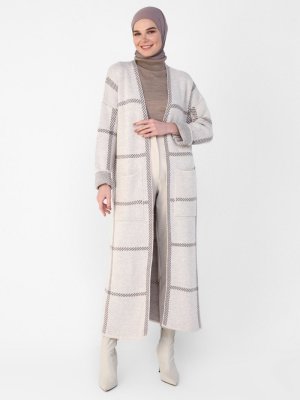 Taş Vizon Cep Detaylı Triko Hırka