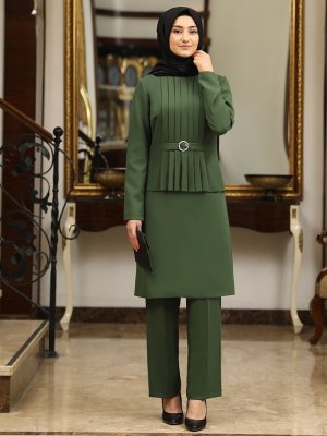 Haki Asil Tunik & Pantolon İkili Abiye Takım Haki Asil Tunik & Pantolon İkili Abiye Takım